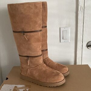 UGG Classic Ultra Tall Boots Convertible Mini Classic Tall Zip Chestnut NIB 8